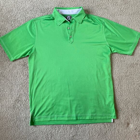 FootJoy Polo Shirt Mens XL Athletic Fit Lime Green Short Sleeve Preppy Golf Polo - Picture 12 of 13